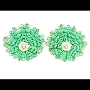 Vintage 1960s Mint Green Statement earrings Clip